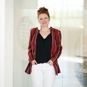 Mural Women's Button Blazer In Red Burgundy Stripe Size S $119